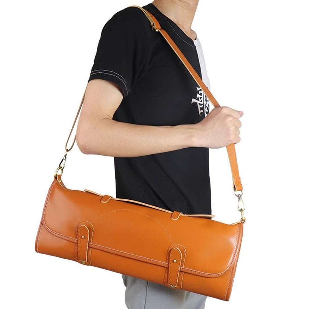 Bolsa Enrollable for Cuchillos, 10 Ranuras for Cuchillos, Funda Protectora, Bolsa Enrollable de Cuero portátil, Estuche de Chef for Acampar o Trabajar.(Brown)