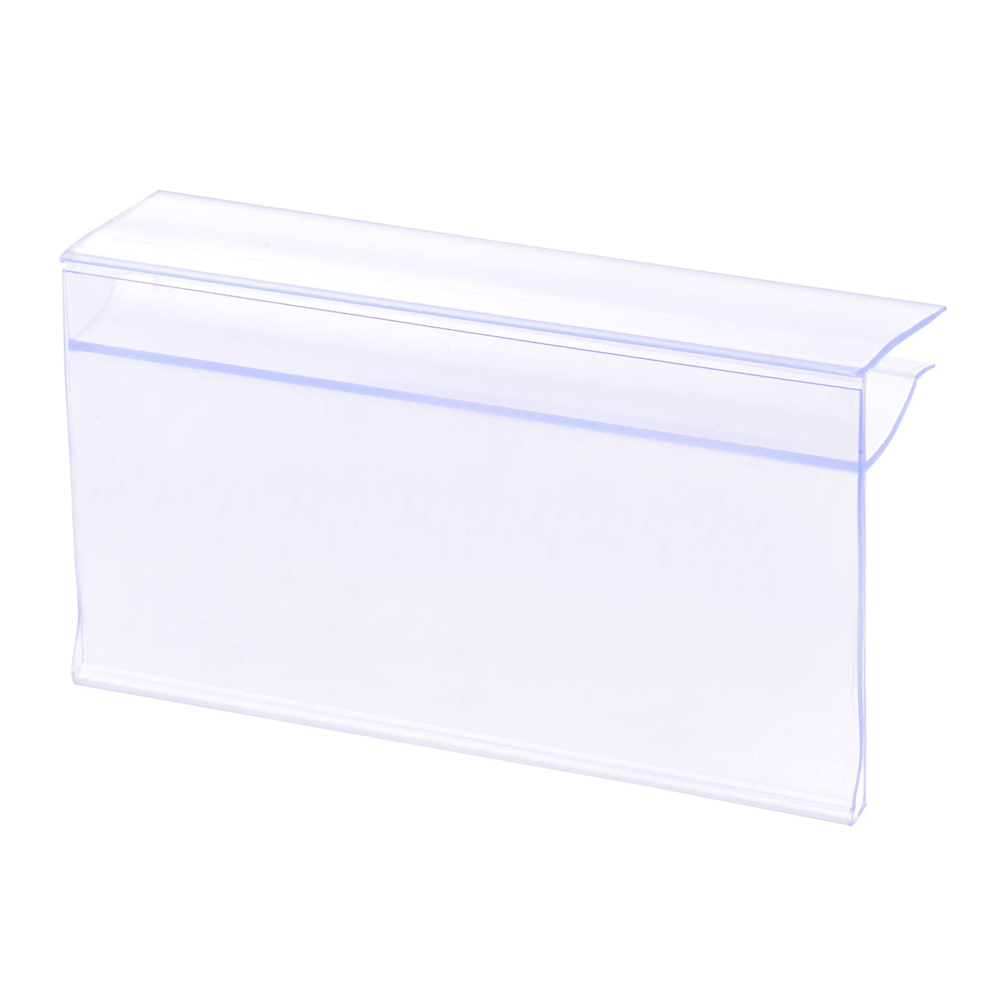 TA-VIGOR Clear Plastic Label Holder 80 x 42mm Clip-On Shelf Label Holder for 4–8mm Glass Shelves, Reusable Shelf Edge Label Holder for Retail, Warehouse, Pack of 20