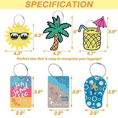 6 Pack Unique Luggage Tag Travel Suitcase Bag Summer Beach Series Identify Label with Loop by OVOV (Beach Series)