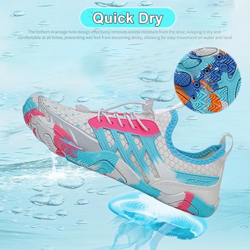 Image of Beach Water Shoes for Women Men Quick Dry Non-Slip Wide Toe Hike Barefoot Footwear for Beach Pool Aqua Swim Surf Walk