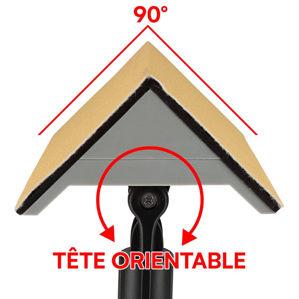 Kit ponçage plaquiste avec perche télescopique 1,2m - Ponceuse angle - circulaire - rectangulaire - détail - Feuilles abrasives