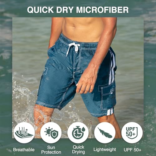 Image of Kanu Surf Men's Big Viper Extended Size Stripe Swim Trunk