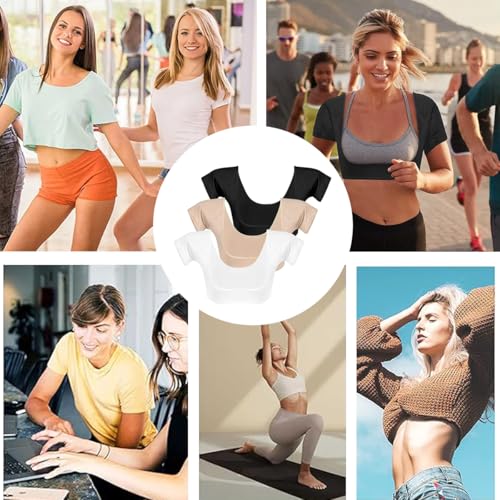 Ruayia 3er Stück Underarm Pads Vest Pads, Sweat-Shirts Damen, Atmungsaktiv Schweißschutz, Cotton Absorbent, Achselschweißweste Integrated Spitze Damen Für Yoga, Sport (L)