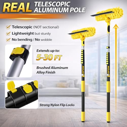 Image of 36ft Squeegee Window Cleaner with Extension Pole,2 in 1 Window Cleaning Tool with 8-Stage Telescopic Pole & Rotatable Head,Window Washing Equipment for Solar Panel, RV, Indoor /Outdoor Window,Car Glass