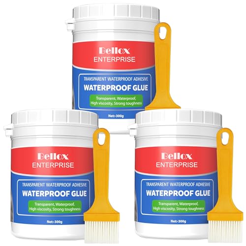 Image of BELLOX ENTERPRISE Transparent Waterproof Glue 900g with Brush, for Roof Leakage Crack Seal Water Leakage Agent, Roof Waterproofing Coating Sealant Protection Outdoor Bathroom Wall Tile Window