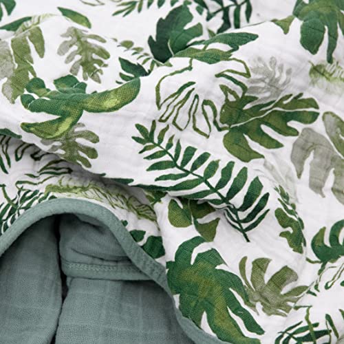 Image of Little Unicorn Muslin Quilt Blanket | 100% Cotton Soft Multi-Layered Muslin Fabric | Toddler & Baby Blanket | 47 inchx47 inch | for Nursery, Crib, Shower Gifts (Tropical Leaf)