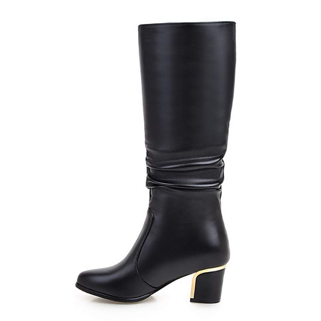 Bottines élégantes pour femme - Bottes longues avec talon - Bottes en cuir imperméables - Bottes longues - Bottes d'hiver classiques - Bottes de cowboy - Bout pointu