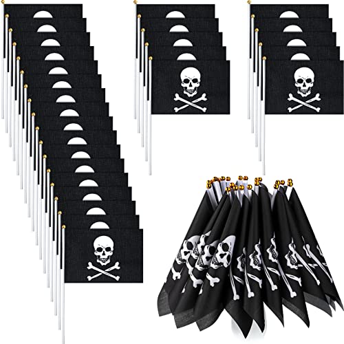 Drapeaux de pirate pour fête Halloween : 50 petits pavillons Jolly Roger Remerry