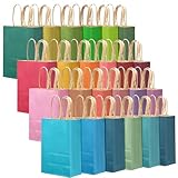 Gcardist 24 bolsas de regalo de papel con asas, de colores, 24 colores lisos, 27,3 x 21 x 10,5 cm, tamaño mediano