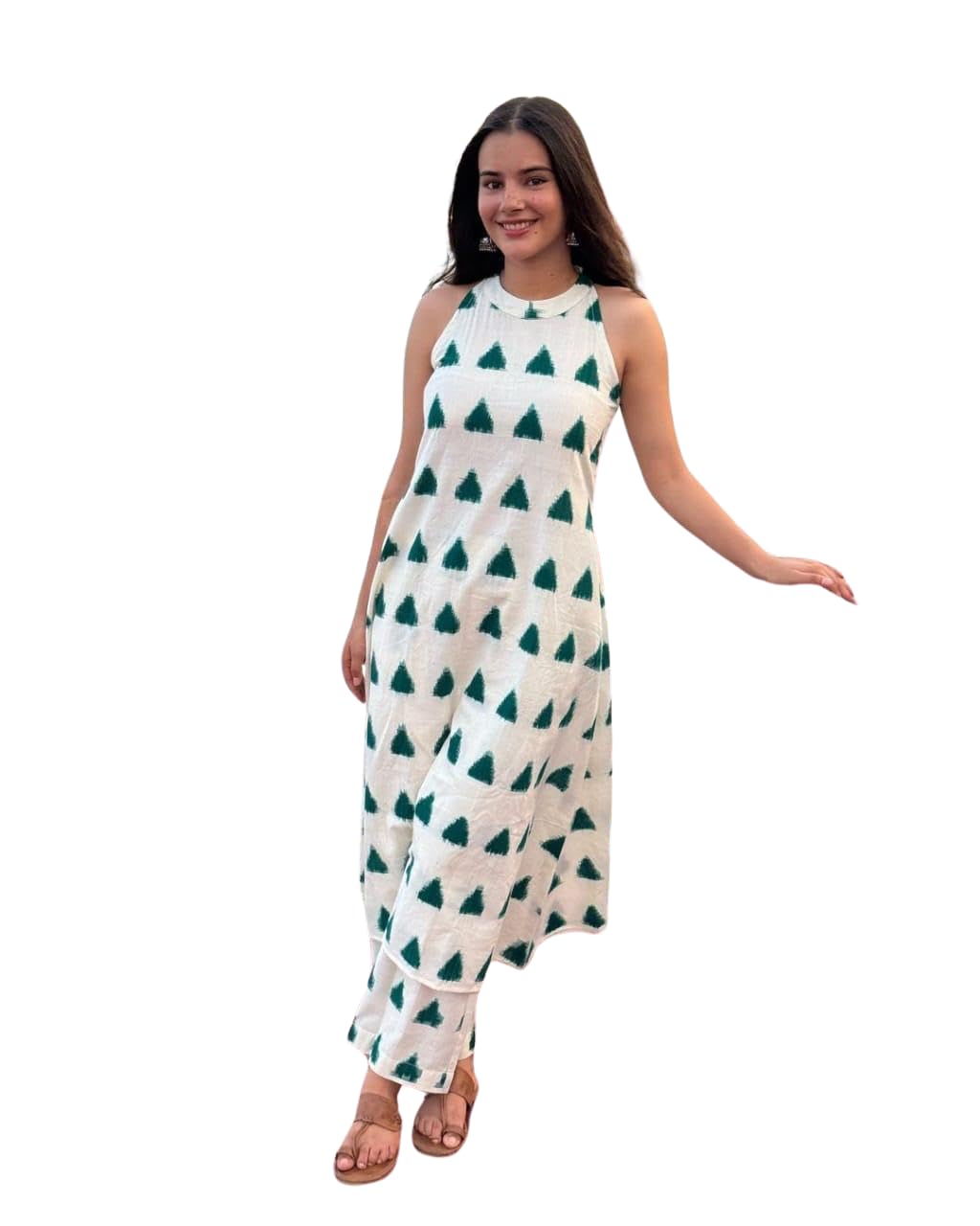Women's Cotton Printed Sleeveless Co-ord Set – Elegant Summer Two-Piece Outfit (White)-picture-54