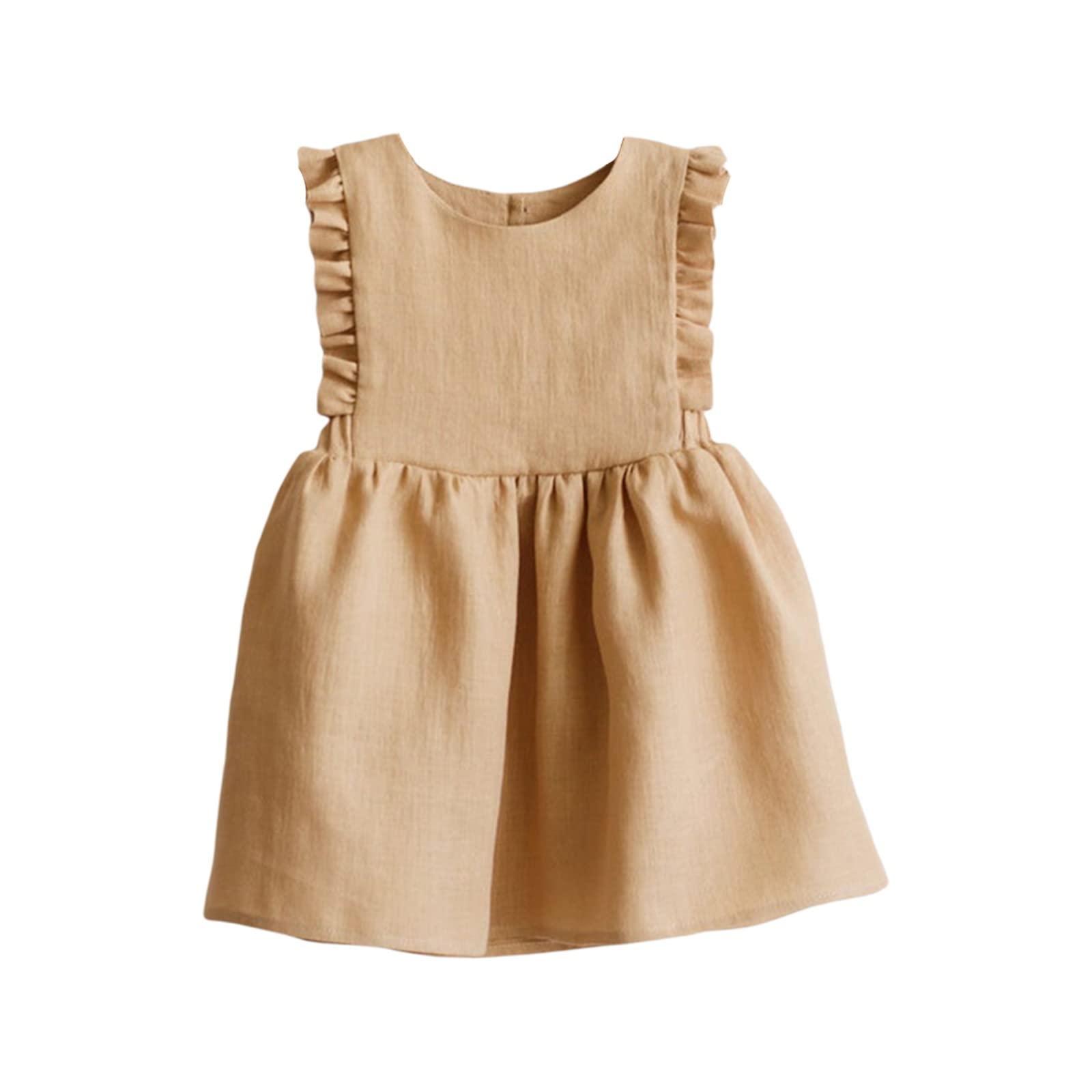 Amazon.com: Summer Toddler Girl Linen Cotton Sleeveless Solid Color Print  Dress Soft and Comfy Daily Wear Little (Yellow, 2 Years): Clothing, Shoes &  Jewelry