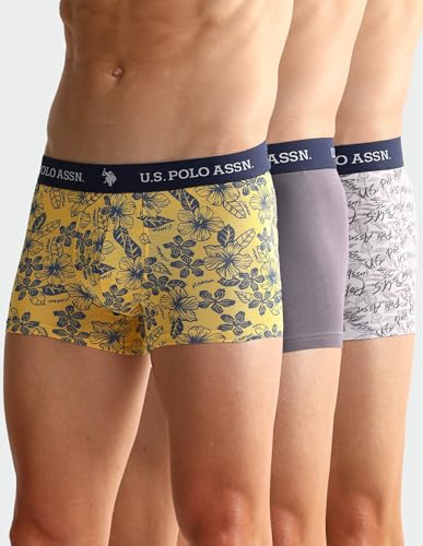 Image of U.S. Polo ASSN. Mens OET08 Elastic Waistband Ribbed Underwear Trunks - Pack of 3