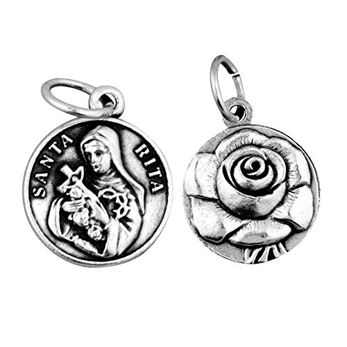 VILLAGE GIFT IMPORTERS5" St. Rita Medal Charm | Fits onto Your Favorite Necklace or Chain | Great Detail | Saint Rita of Impossible Causes