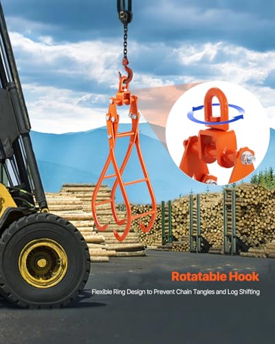 Image of VEVOR Timber Claw Hook, 28 inch 4 Claw Log Grapple Logging Tongs, Swivel Steel Log Lifting Tongs 31 inch Max Opening, Eagle Claws with 2205LBS /1000kg Loading Capacity for Tractors, ATVs, Trucks, Forklifts