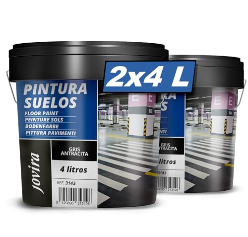JOVIRA PINTURAS Pintura Suelos, Garajes y Pavimentos Deportivos en general, acabado Mate. Protege y decora las superficies de hormigón, cemento y asfalto. (2x4 Litros, Antracita) A-9C-2