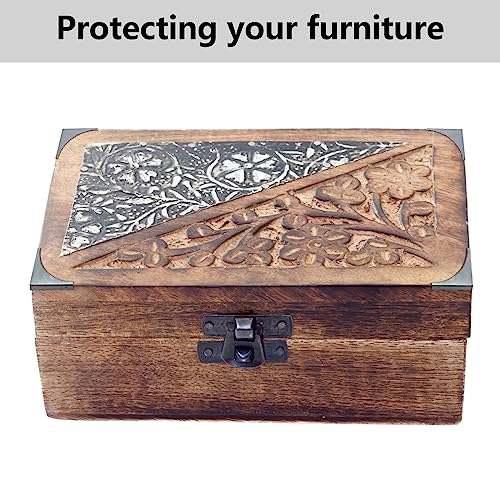 Image of 4Pcs Antique Zinc Alloy Box Corner Protector Decorative Furniture Corner Edge Safety Bumpers Cabinets Fireplace Furniture Bumpers (No Flower Pattern)