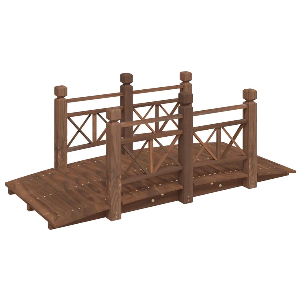 Puente de jardín con barandas 150 x 67 x 56 cm, madera maciza de abeto
