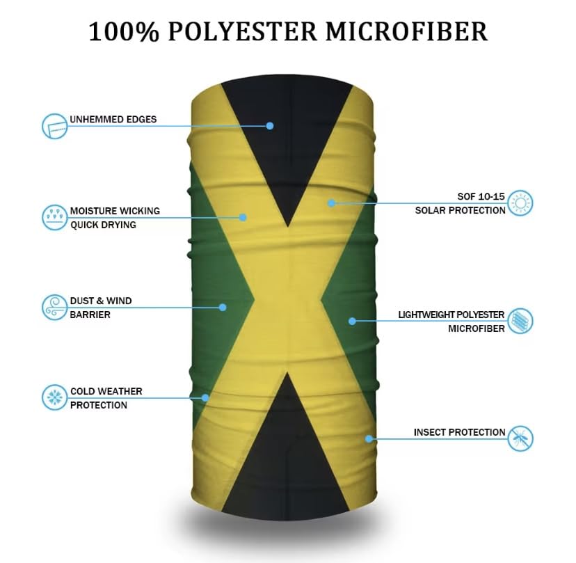 Flag Face Mask Covering Face Bandana Neck Gaiter Perfect for Jovert Carnival Caribbean Festivals ATV Riding Face Gear 2pcs2