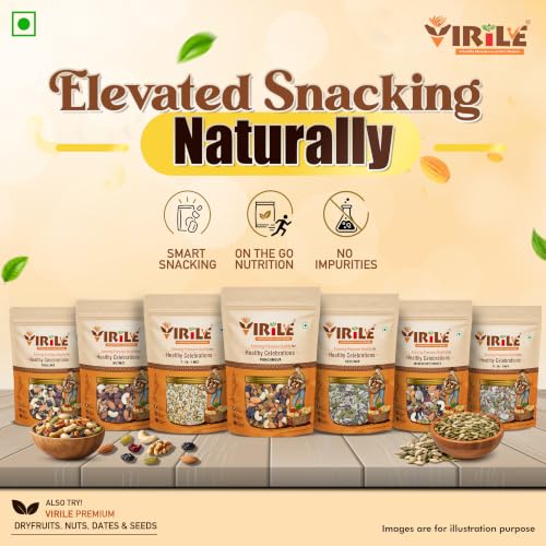 Image of VIRILE Premium Mixed Dry Fruits Pack - 400 Gm (Pack of 2) | Nutritious Snack with Almonds, Cashews, Raisins & Cranberries & Many More | Resealable Pack for Freshness