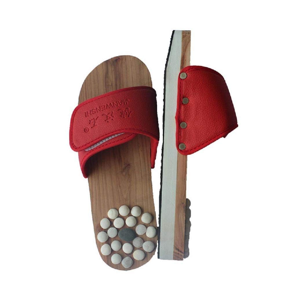 MU Pantofole di massaggio del piede della pantofola di massaggio di agopuntura di sanità portatile,rosso,37
