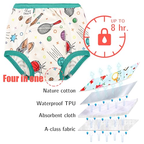 Image of Max Shape 6 Pack Potty Training Underwear for Boys,Washable Baby Boy Toilet Training Pants Training Underwear Fit 2T-6T