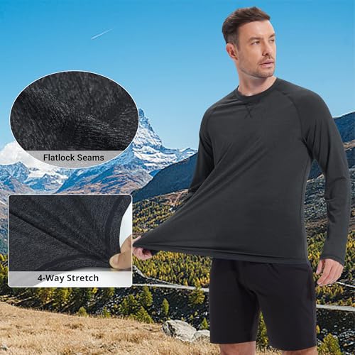 Image of Mens Swim Shirts UPF 50+ Sun Shirts Rash Guard Quick-Dry Fishing T-Shirts