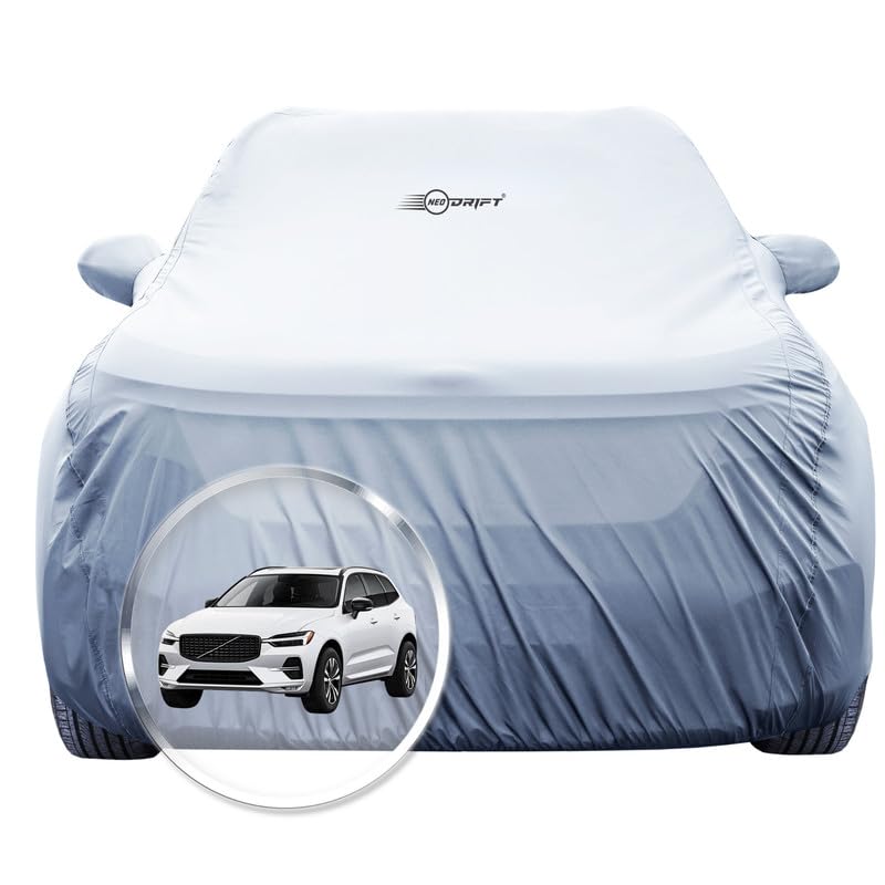 Image of NEODRIFT 'SilverTech' Car Cover for Volvo XC 60 (100% Water-Resistant, All Weather Protection, Tailored Fit, Multi-Layered & Breathable Fabric) (Colour: Silver)