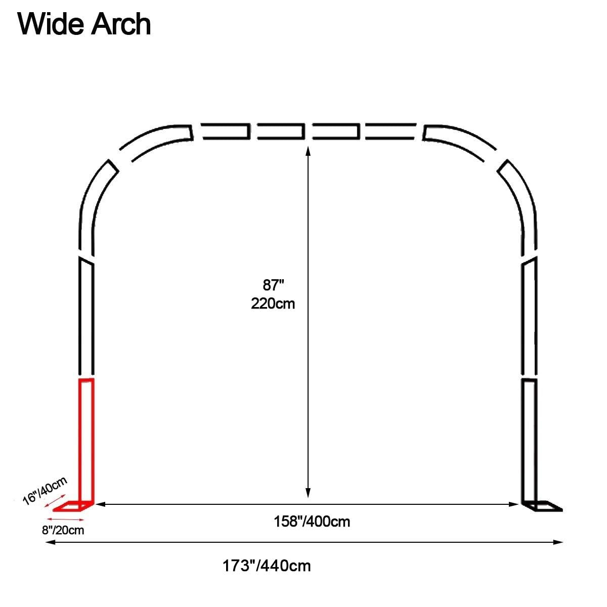 Wytrzymały metalowy łuk ogrodowy z podstawami, regulowana szerokość 80-400 cm, idealna altana ślubna i krata do roślin pnących, dekoracja na ceremonię na zewnątrz, 400 x 220 cm