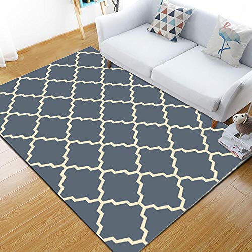Simmia Home Alfombra De Salón Diseño Moderna Estilo marroquí Azul M