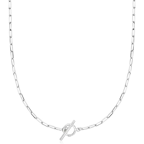 Ross-Simons 2.5mm Sterling Silver Paper Clip Link Toggle Necklace
