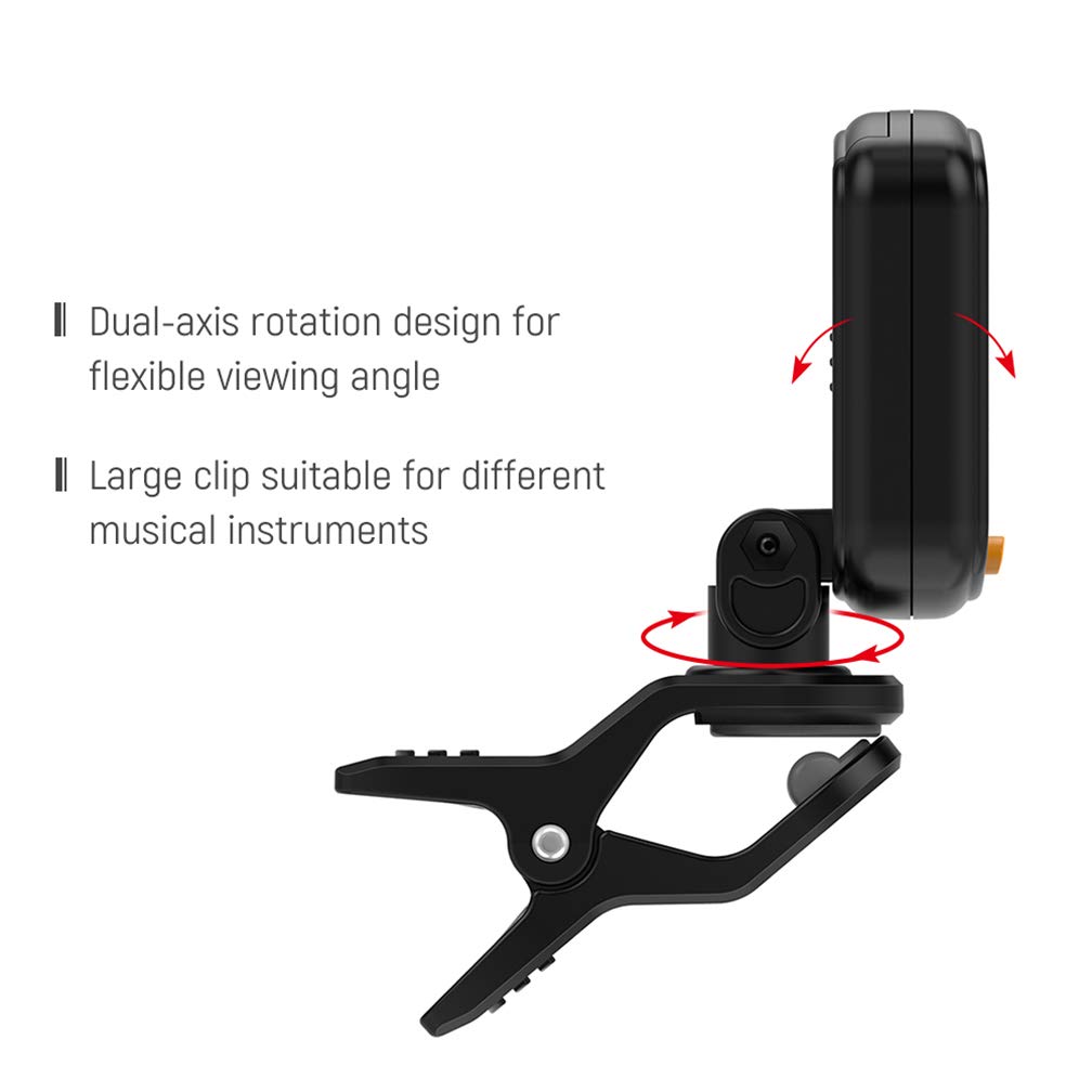 Sintonizzatore Digitale per Chitarra, sintonizzatore a Clip Girevole Display LCD per Chitarra Acustica cromatica Basso Accessori per Chitarra Ukulele
