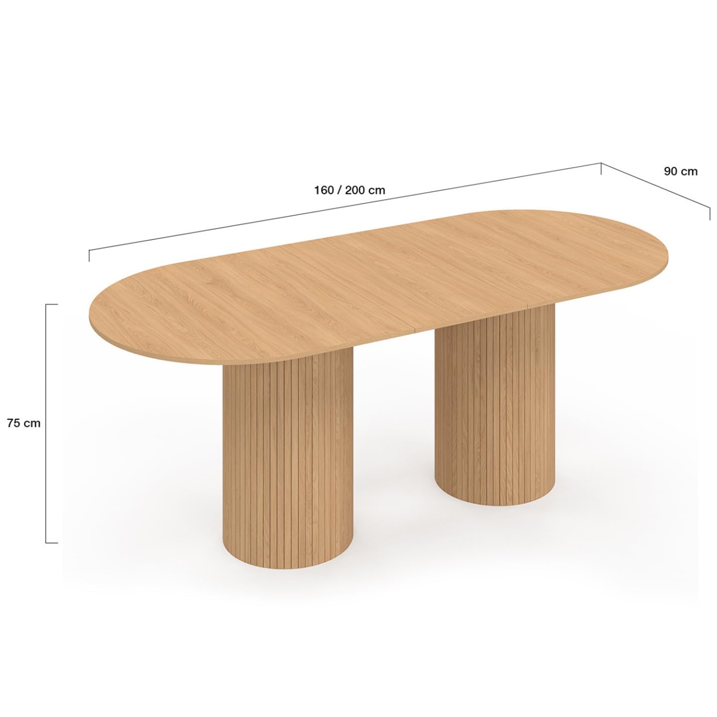 IDMarket - Table à Manger Extensible Ovale Juliette 160-200 cm