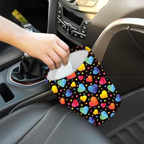 Image of Car Trash Bag Watercolor Hearts Waterproof Trash Small Car Can Portable Collapsible Car Garbage Can Hanging for Back Seat Floor or Hanging Headrest Car Decor Road Trip Essentials