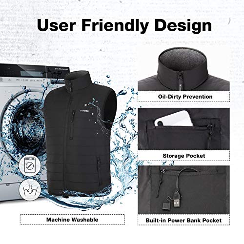 Tidewe Men’s Lightweight Heated Vest With Battery Pack (Black, Size S) #TOP4