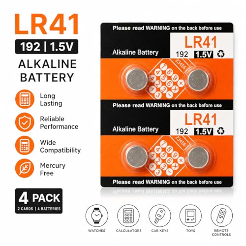 Image of Lr41 Ag3 Lr736 392 392A 192 Sr41 Button Coin Cell Battery - Pack of 4