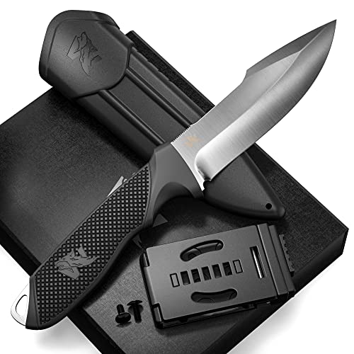 ODENWOLF WOLF-II Full Tang Survival Knife - Strong Tactical Fixed Blade - D2 Steel - Bushcraft, Camping & EDC Outdoor Knife with TPE Handle and Multi Lok Sheath
