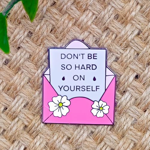 Image of Don't Be So Hard On Yourself Pin - Fun Series | Premium Enamel Pin - Statement Lapel Pin - Plated Badge for Clothing, Bags, Hats, Jackets, and Lanyards
