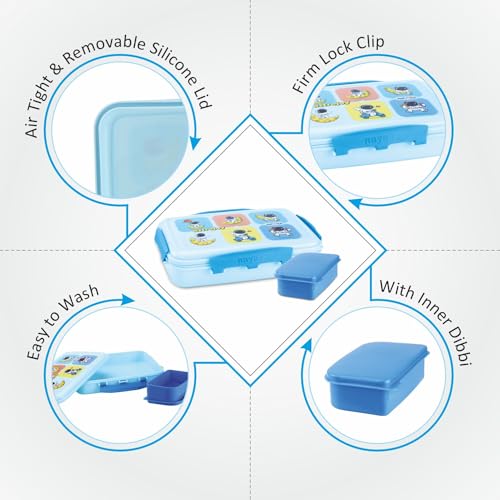 Image of Nayasa On The Go DLX Big Lunch Box | Leakproof, Durable & Spacious | Perfect for School Kids, Office, & Travel | Keeps Food Fresh | Stylish & Convenient Design | Blue