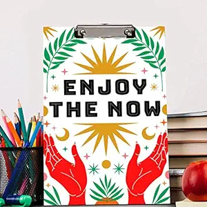 2 in 1 Big Size Enjoy The Now Print Exam Board|13.5x9.5 inches|Clip Board, Writing Pad with Whiteboard at Backside and Marker