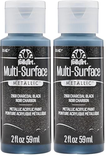 Image of FolkArt multisurface metallic paint, 2 oz, Charcoal Black (Pack of 2)