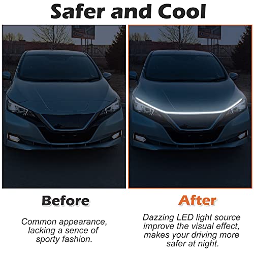 70 Inches Car Led Hood Lights With 2 Pcs 11.8 Inches Led Headlight Strip Lights, Led Lights For Car Exterior 12V Universal Daytime Running Lights For Cars, Suvs, Trucks (White) #TOP1