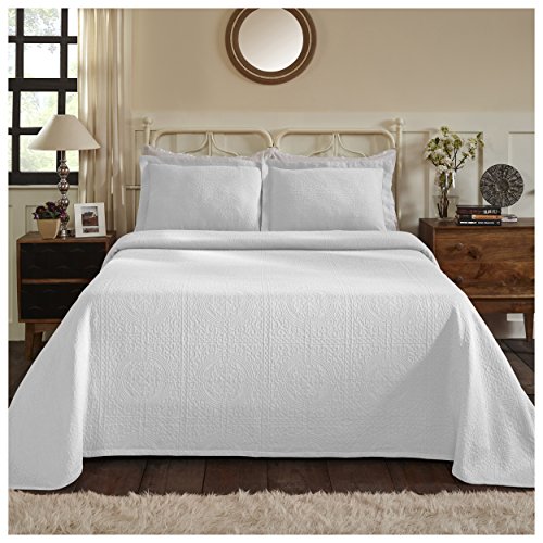Superior 100% Cotton Medallion Bedspread with Sham, All-Season Premium Cotton Matelassé Jacquard Bedding