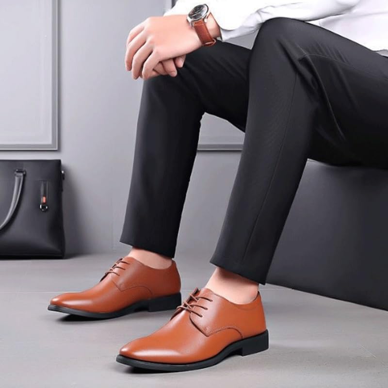 Men's Plain Toe Oxford Shoes Business Formal Derby Dress Sneakers Breathable Lace Up Shoes for Office Wear4