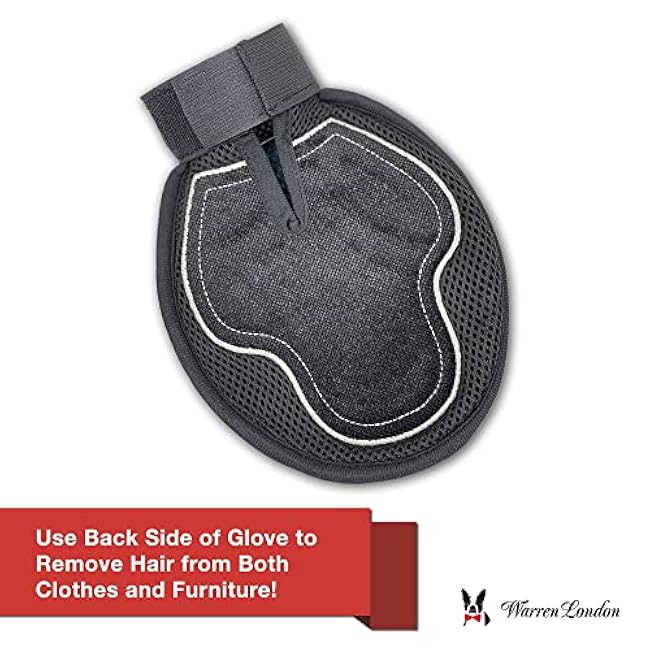 Warren London 2in1 Grooming Glove for Dogs & Cats | Reversible Design Pet Brush with Smooth Side for Clothes & Furniture | Soft Mitten Contours for Comb & Massage-KTh8HeMT