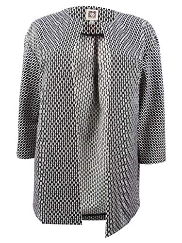 Anne Klein Womens Jacquard Printed Blazer B/W 2