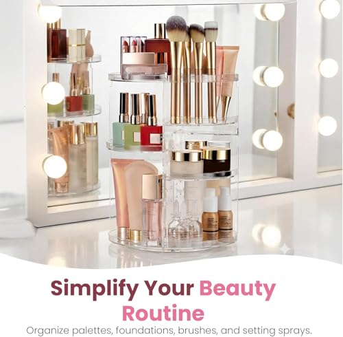 Image of SHOPPOFOBIX Makeup Organizer Adjustable 360 Rotation With 7 Adjustable Layers Large Capacity Makeup Display Case - ACRYLIC (Plain Round)
