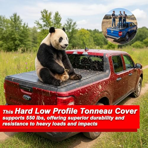 Image of 5ft Low-Profile Truck Bed tonneau Cover fits 2024-2026 Ford Ranger 5ft Bed, Heavy-Duty Lock Cover w /Waterproof Fiberglass Design | No-Drill Installation & Anti-Theft Security