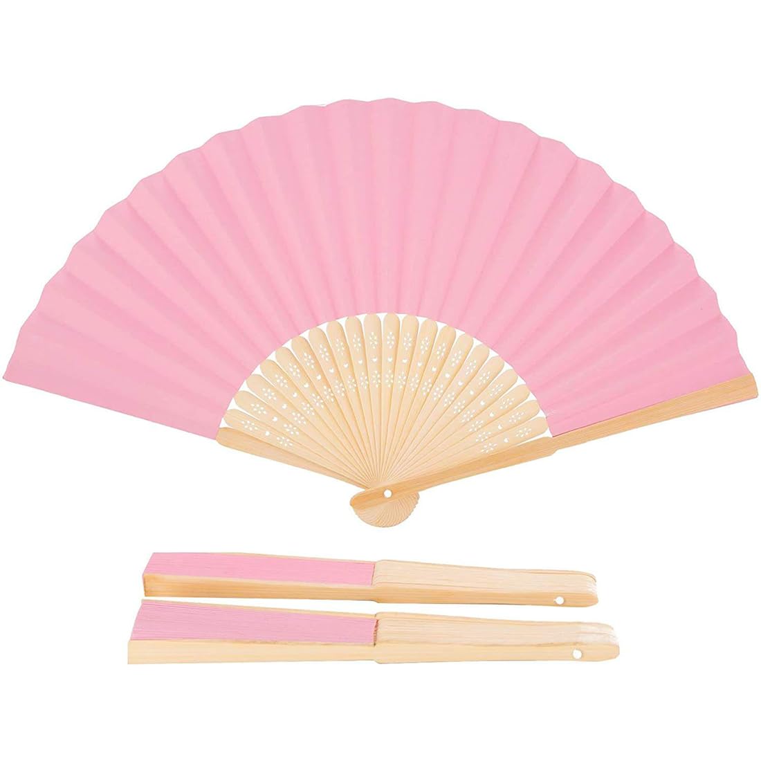 TSUWNO Set de 6 abanicos de Madera para Boda con personalización, un Regalo para los Invitados. Abanicos de Mano Plegables en diseño Elegante para Mujeres.