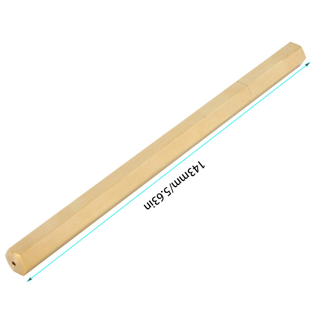 Ausla Penna Gel Esagonale in Ottone Spazzolato, Forniture per Ufficio Scolastico, con Scala, Ricarica Inchiostro Gel da 0,5 Mm (0,5 mm)
