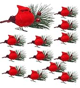 Cardinal Clip On Christmas Tree Ornaments with Greenery - Bird Decorations - Wreath Garland Cente...